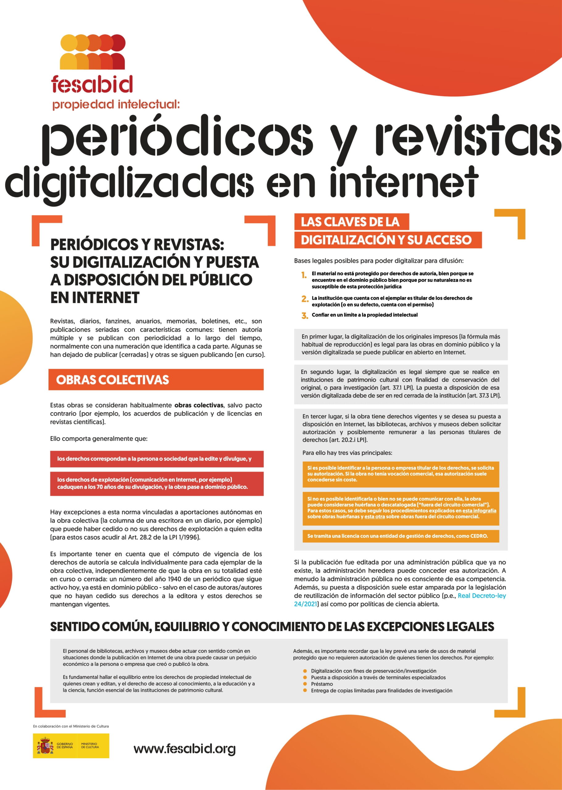 Infografía FESABID sobre la digitalización de periódicos y revistas y su acceso legal en Internet